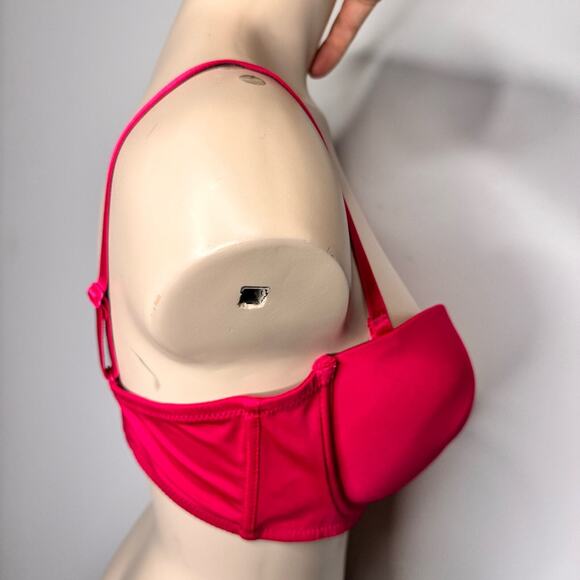 Pink K Women's Size 36D Bra Red Underwire Convertible Straps Push Up NWOT - Picture 3 of 7